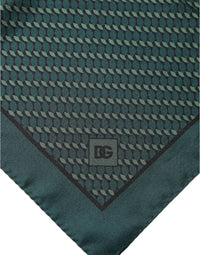 Dolce & Gabbana Dark Green Silk Patterned Handkerchief 32cm x 31cm Men's Scarf