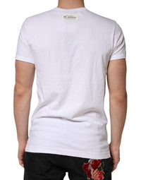 Dolce & Gabbana White Stripes Cotton Crew Neck Tee Men's T-shirt