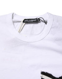 Dolce & Gabbana White Stripes Cotton Crew Neck Tee Men's T-shirt
