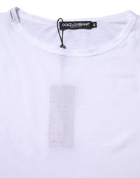 Dolce & Gabbana White Cotton Crew Neck Short Sleeves Women's T-shirt