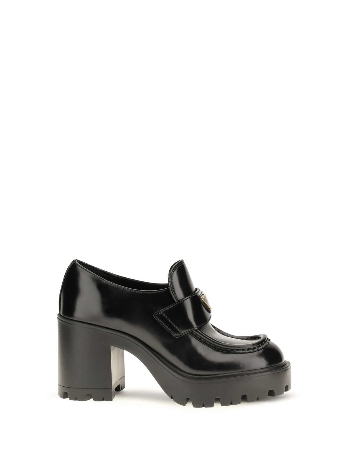 Prada Women Leather Heeled Loafers