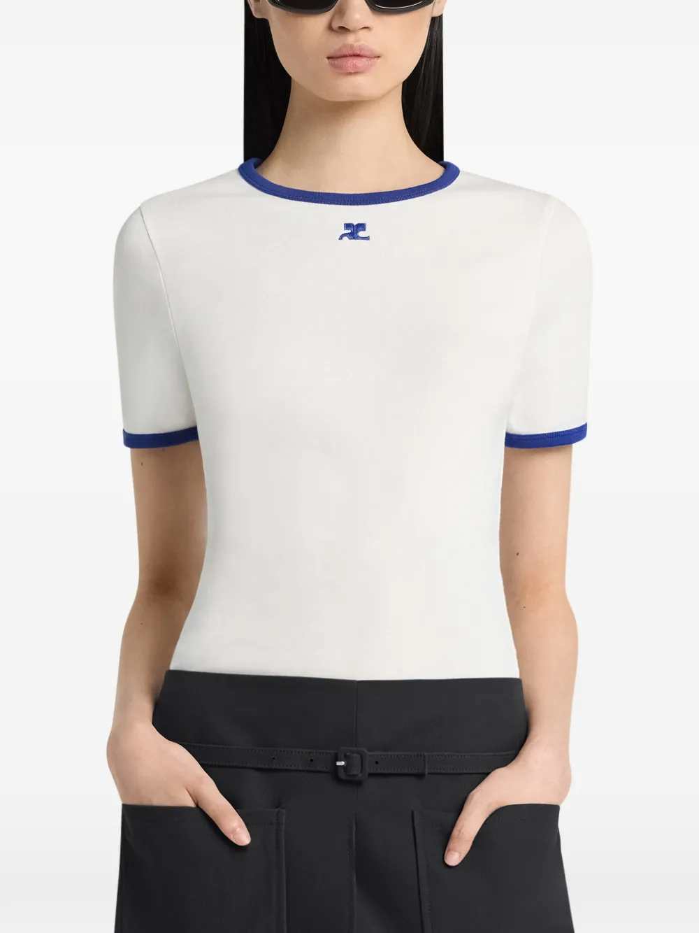 COURREGES Courreges Women T-Shirt With Contrasting Trim