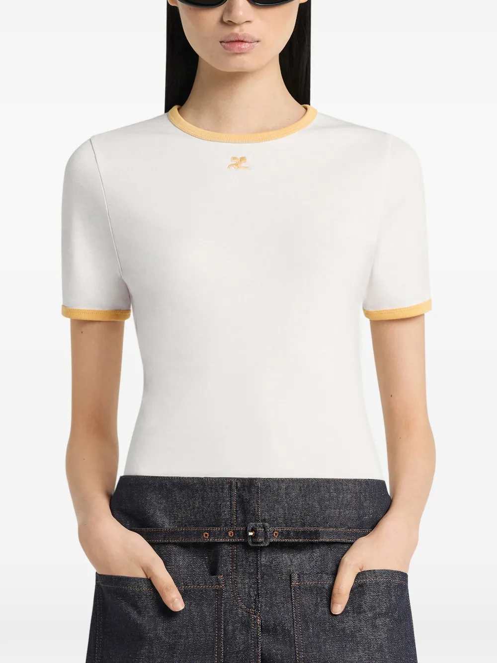 COURREGES Courreges Women T-Shirt With Contrasting Trim