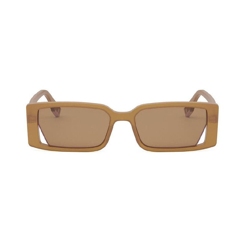 Fendi Fendi Sunglasses Rectangle Full Rim, Shiny Orange Frame and Brown Lens FE40164I44J