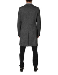 Dolce & Gabbana Gray Wool Blend Long Trench Coat Men Men's Jacket