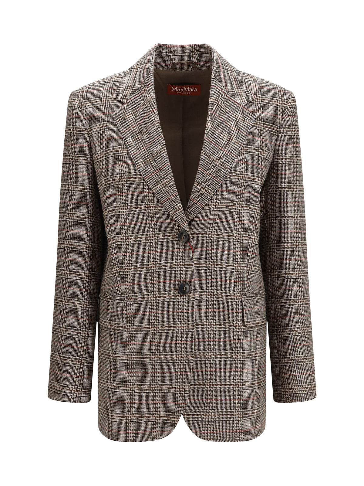 Max Mara Studio Women Checked Pattern Wool Blazer