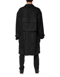 Dolce & Gabbana Black Pockets Collared Trench Coat Men's Jacket