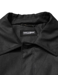 Dolce & Gabbana Black Pockets Collared Trench Coat Men's Jacket