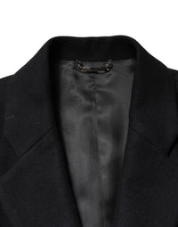 Dolce & Gabbana Black Wool Single Breasted Long Coat Men's Jacket