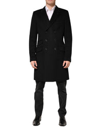 Dolce & Gabbana Black Wool Double Breasted TrenchCoat Men's Jacket