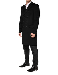 Dolce & Gabbana Black Wool Double Breasted TrenchCoat Men's Jacket