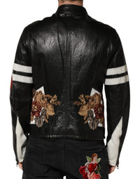 Dolce & Gabbana Black Guns n' Roses FullZip Men Biker Men's Jacket