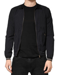 Dolce & Gabbana Dark Blue Cotton Full Zip Bomber Men Men's Jacket