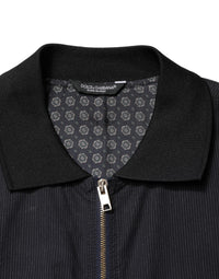 Dolce & Gabbana Dark Blue Cotton Full Zip Bomber Men Men's Jacket