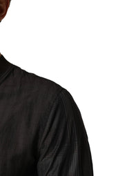 Dolce & Gabbana Black Stripes Cotton Full Zip Bomber Men's Jacket