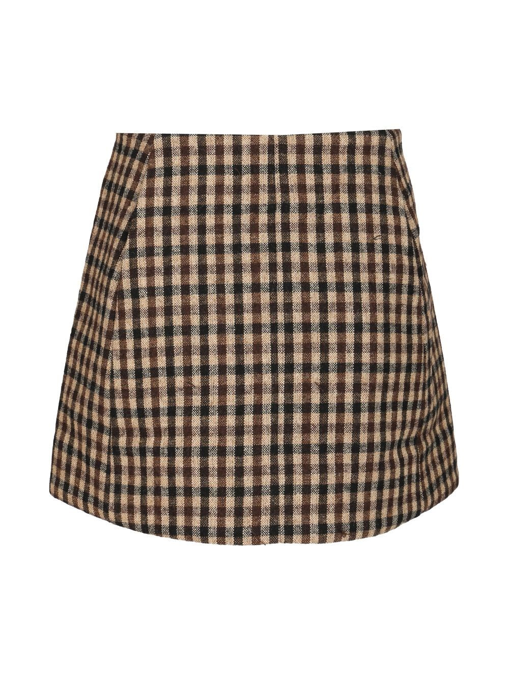 Ganni Women Checked Wool Mini Skirt