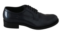 Dolce & Gabbana Dolce & Gabbana Blue Leather Derby Dress Formal Men's Shoes