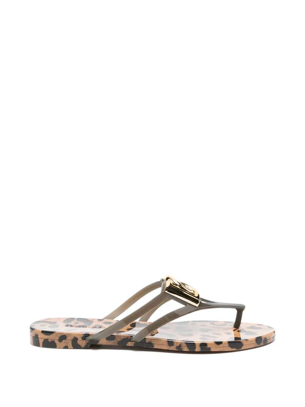 Dolce & Gabbana Women Leopard Print Flip-Flops With Logo