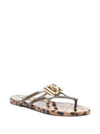 Dolce & Gabbana Women Leopard Print Flip-Flops With Logo