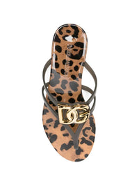 Dolce & Gabbana Women Leopard Print Flip-Flops With Logo