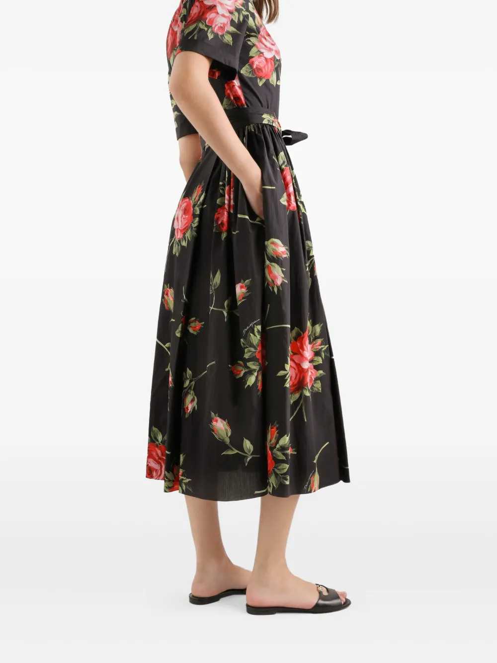 Dolce & Gabbana Women Floral Midi Dress With Belt