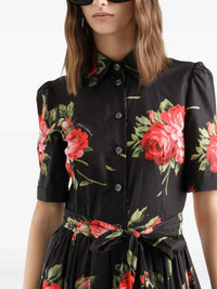 Dolce & Gabbana Women Floral Midi Dress With Belt