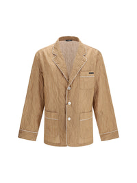 Dolce & Gabbana Men Vanity Shirt-Style Robe In Froissé Striped Fabric
