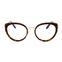 Chopard Eyeglasses Cat Eye Full Rim, Shiny Havana Frame and Clear Demo Lenses Lens VCH367S0909