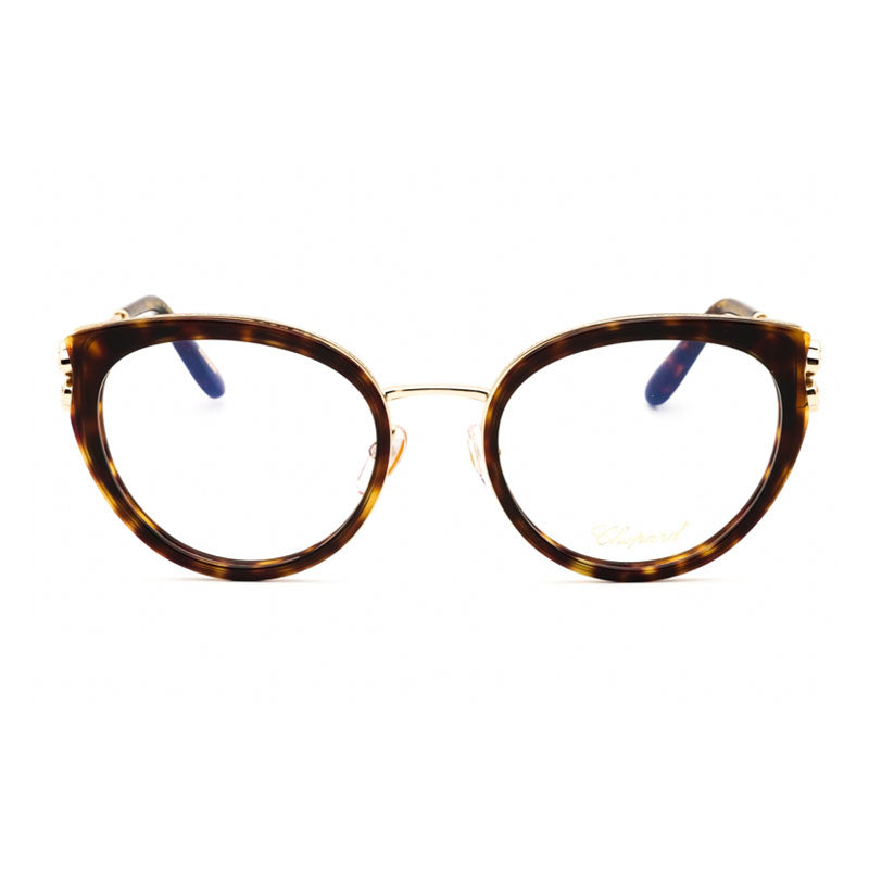 Chopard Eyeglasses Cat Eye Full Rim, Shiny Havana Frame and Clear Demo Lenses Lens VCH367S0909