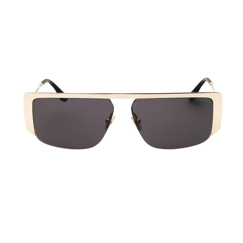 Victoria Beckham Sunglasses Rectangle Semi Rim, Black/Gold Frame and Transparent Lens VB250S001