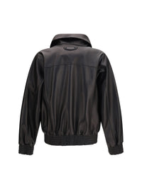 Balenciaga Men High-Neck Leather Jacket