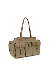 Prada Men Route Tote Bag In Canvas And Leather