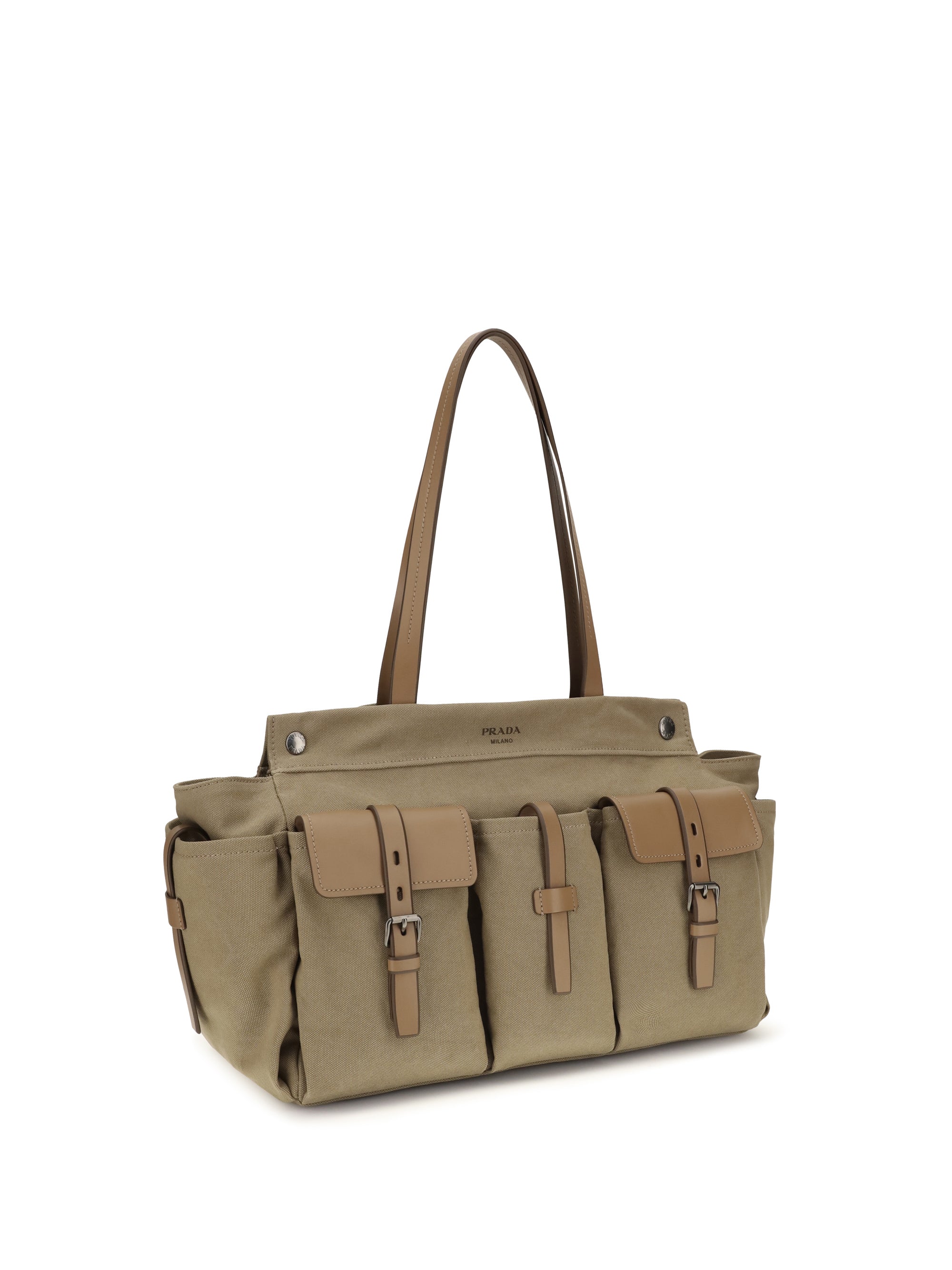 Prada Men Route Tote Bag In Canvas And Leather
