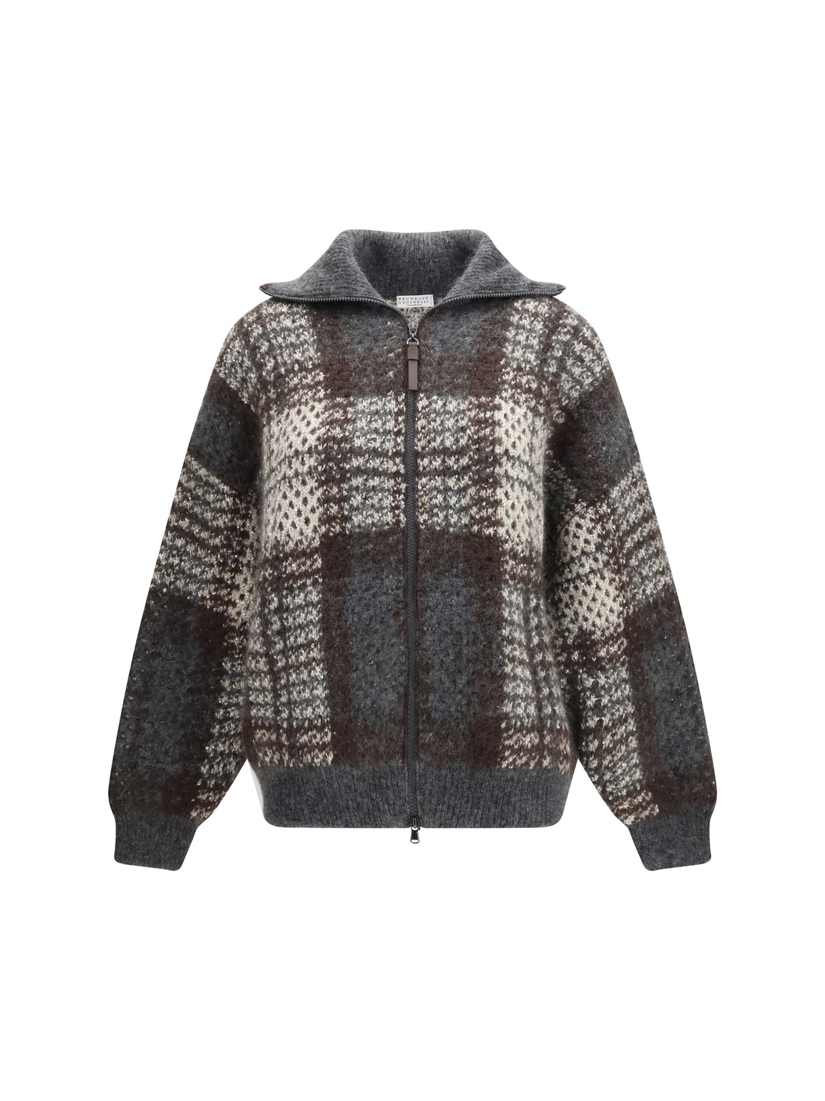 BRUNELLO CUCINELLI Brunello Cucinelli Women Checked Wool Zip Cardigan