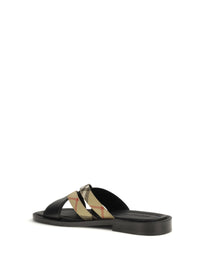 Burberry Men Drift Leather And Check Sandals