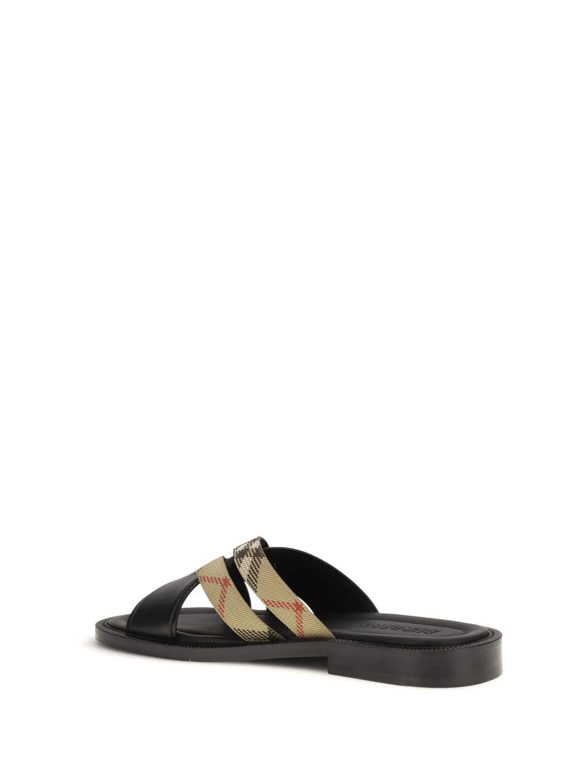 Burberry Men Drift Leather And Check Sandals
