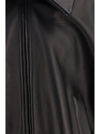 Balenciaga Men High-Neck Leather Jacket