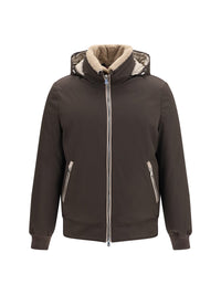 Brunello Cucinelli Men Nylon Down Jacket With Removable Hood