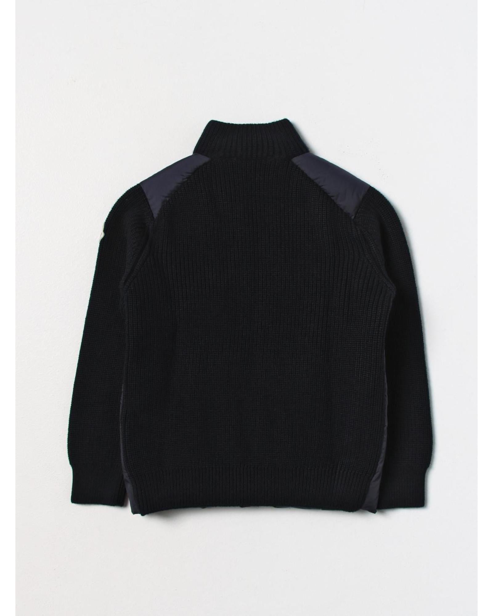 Moncler Kids Puffer Jacket with Knit Sleeves Blue