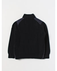 Moncler Kids Puffer Jacket with Knit Sleeves Blue