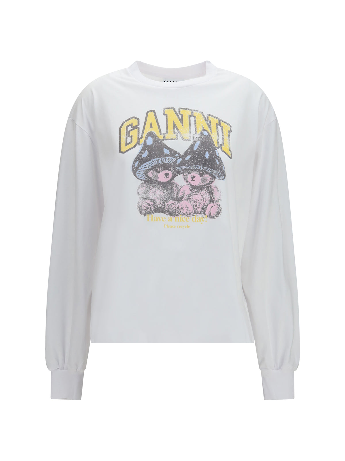 GANNI Ganni Women Teddy Mushroom Long-Sleeve Cotton T-Shirt