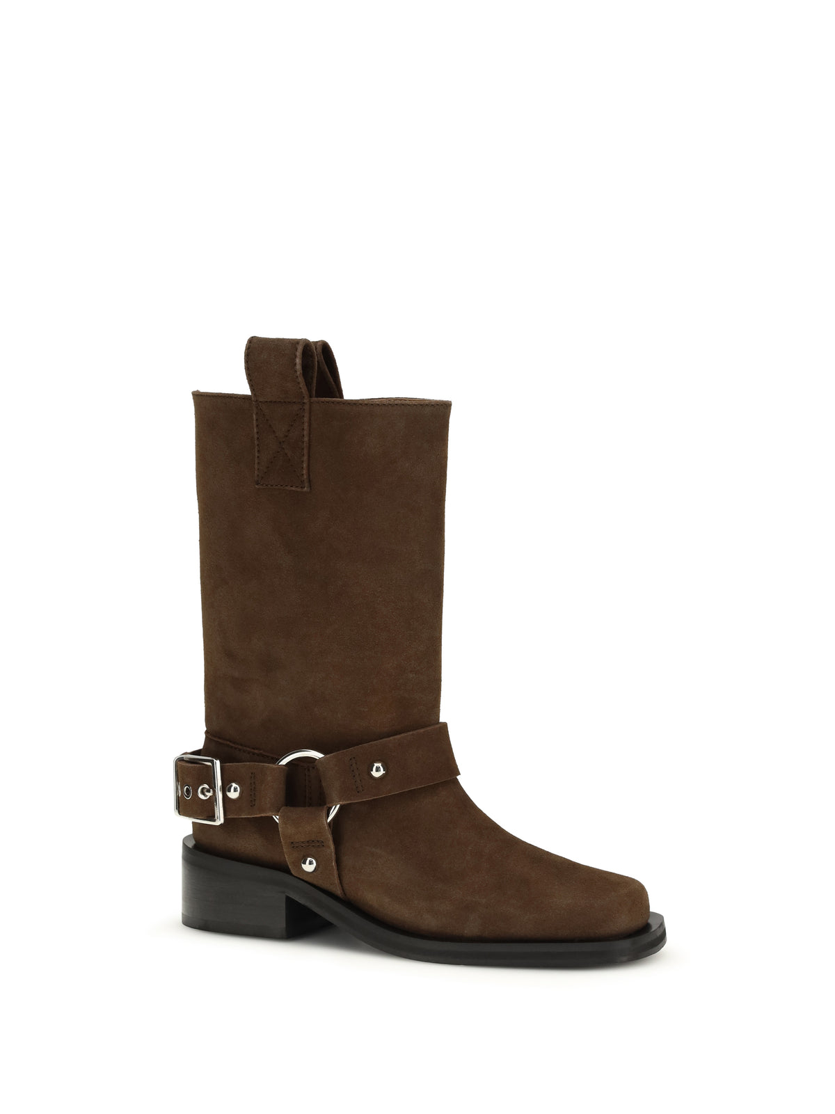 Ganni Women Suede Biker Boots