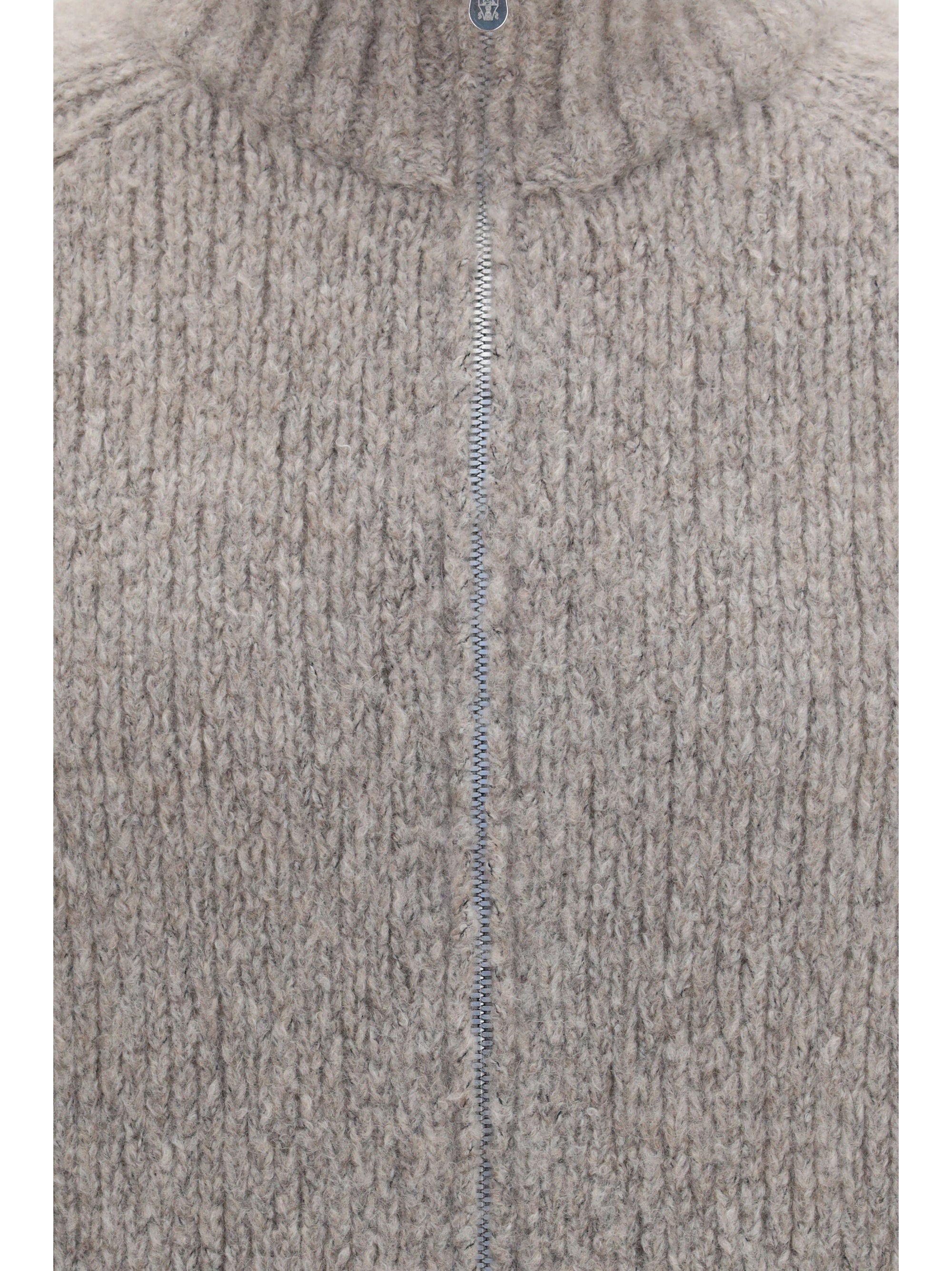 Brunello Cucinelli Men High-Neck Cashmere And Silk Cardigan With