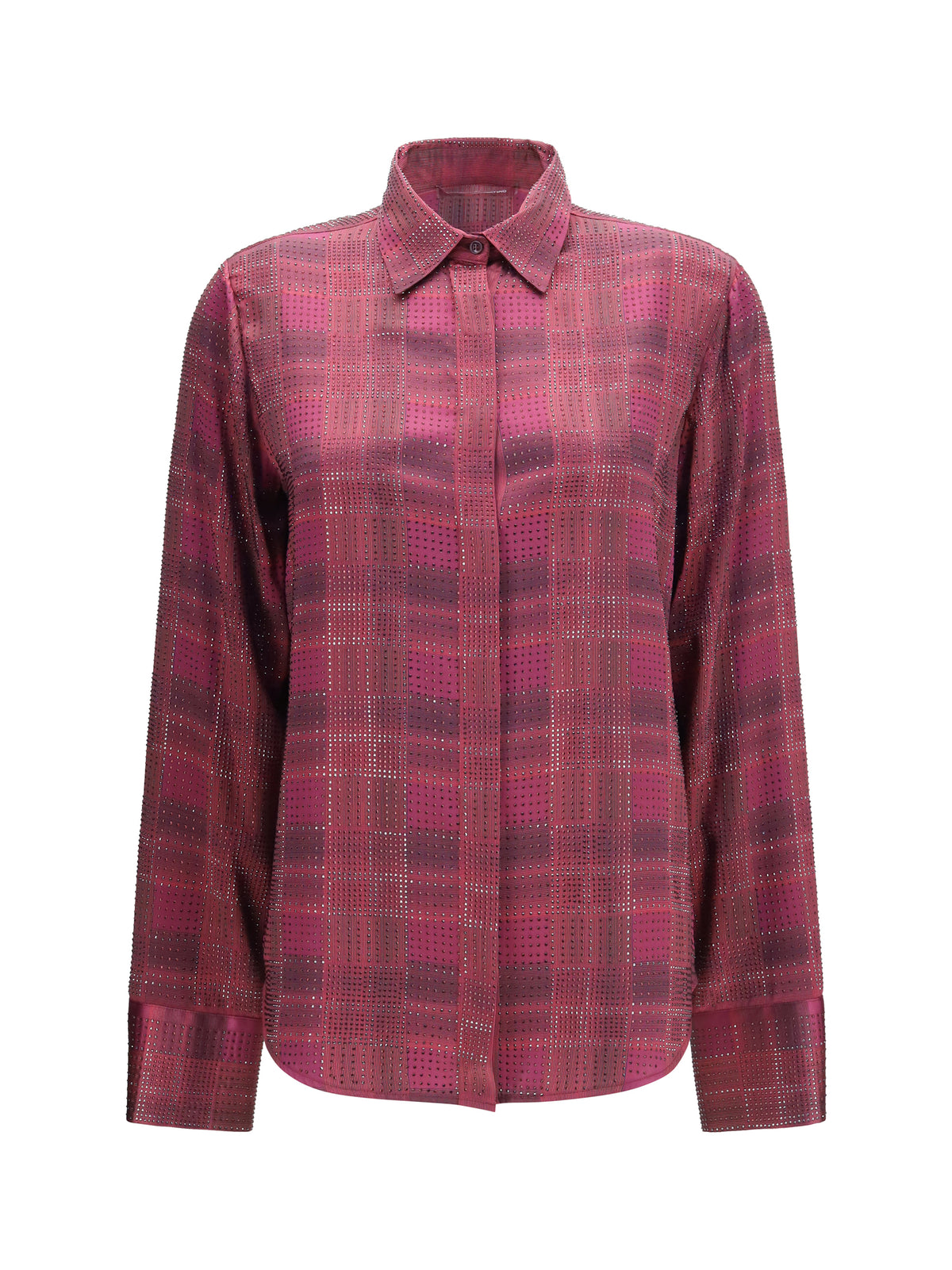 Ermanno Scervino Women Crystal Check Satin Shirt