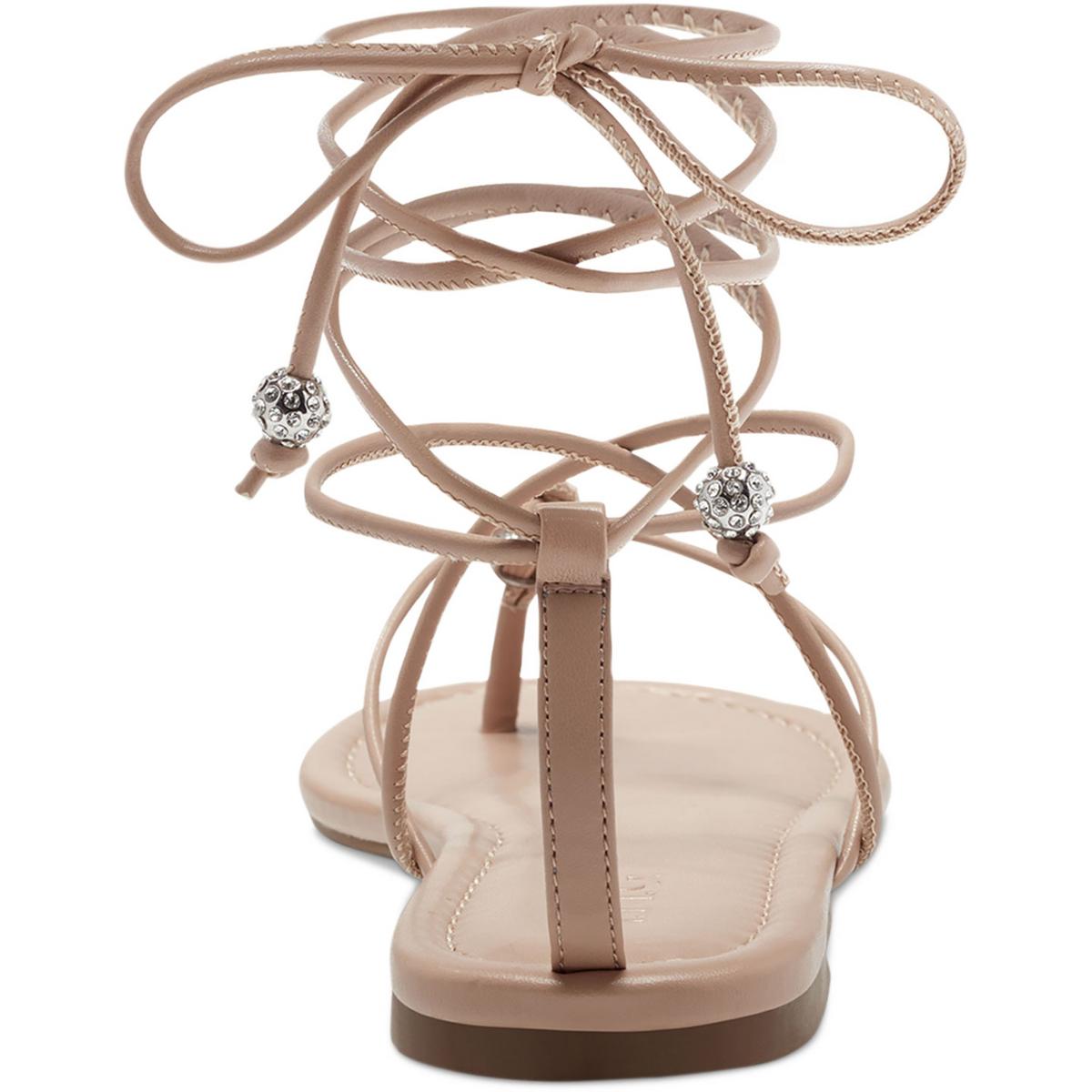 Amille Womens Faux Leather Ankle Tie Strappy Sandals