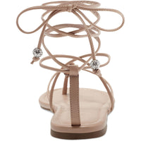Amille Womens Faux Leather Ankle Tie Strappy Sandals