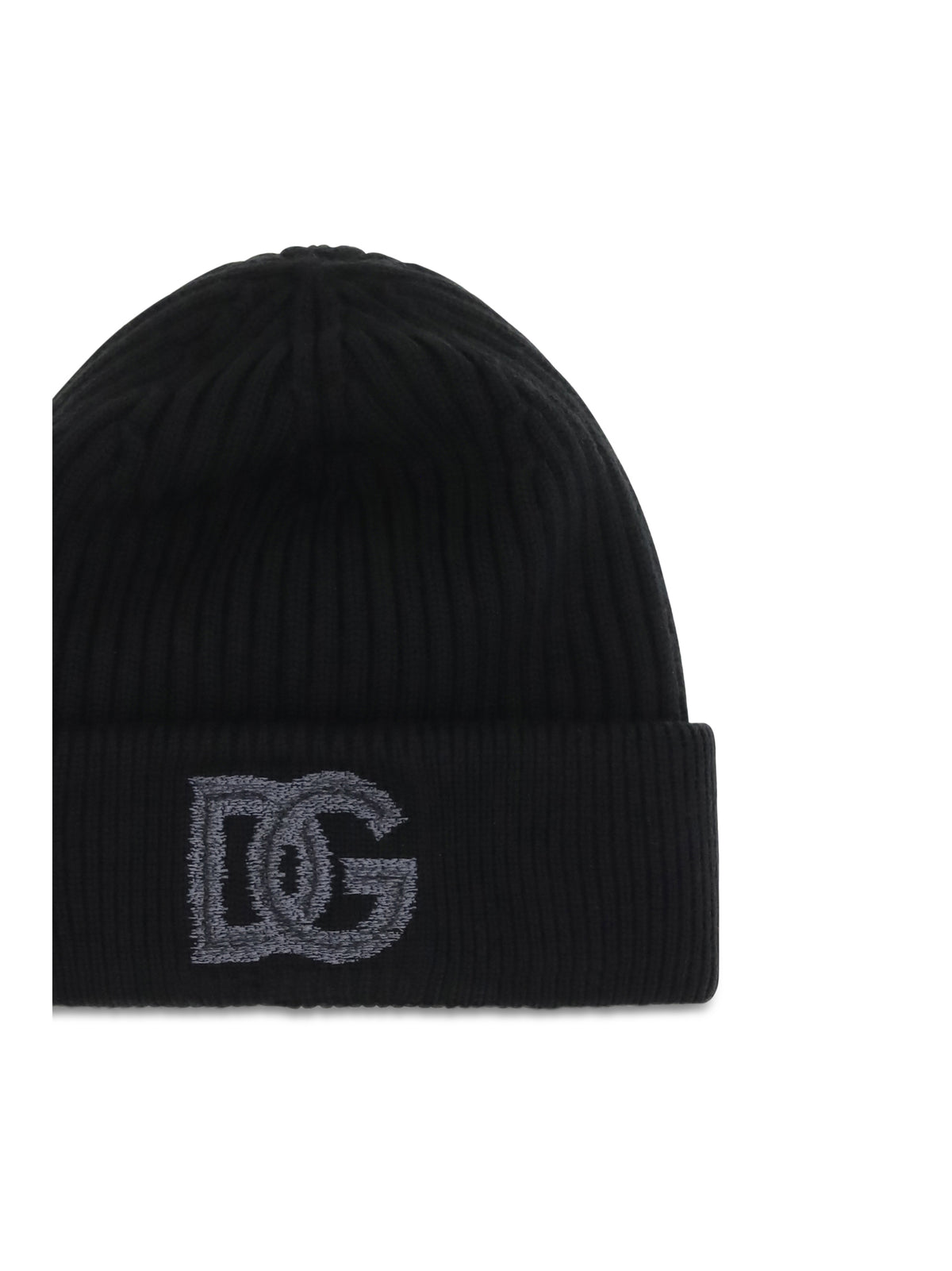DOLCE & GABBANA Dolce & Gabbana Men Logo English Rib Knit Beanie