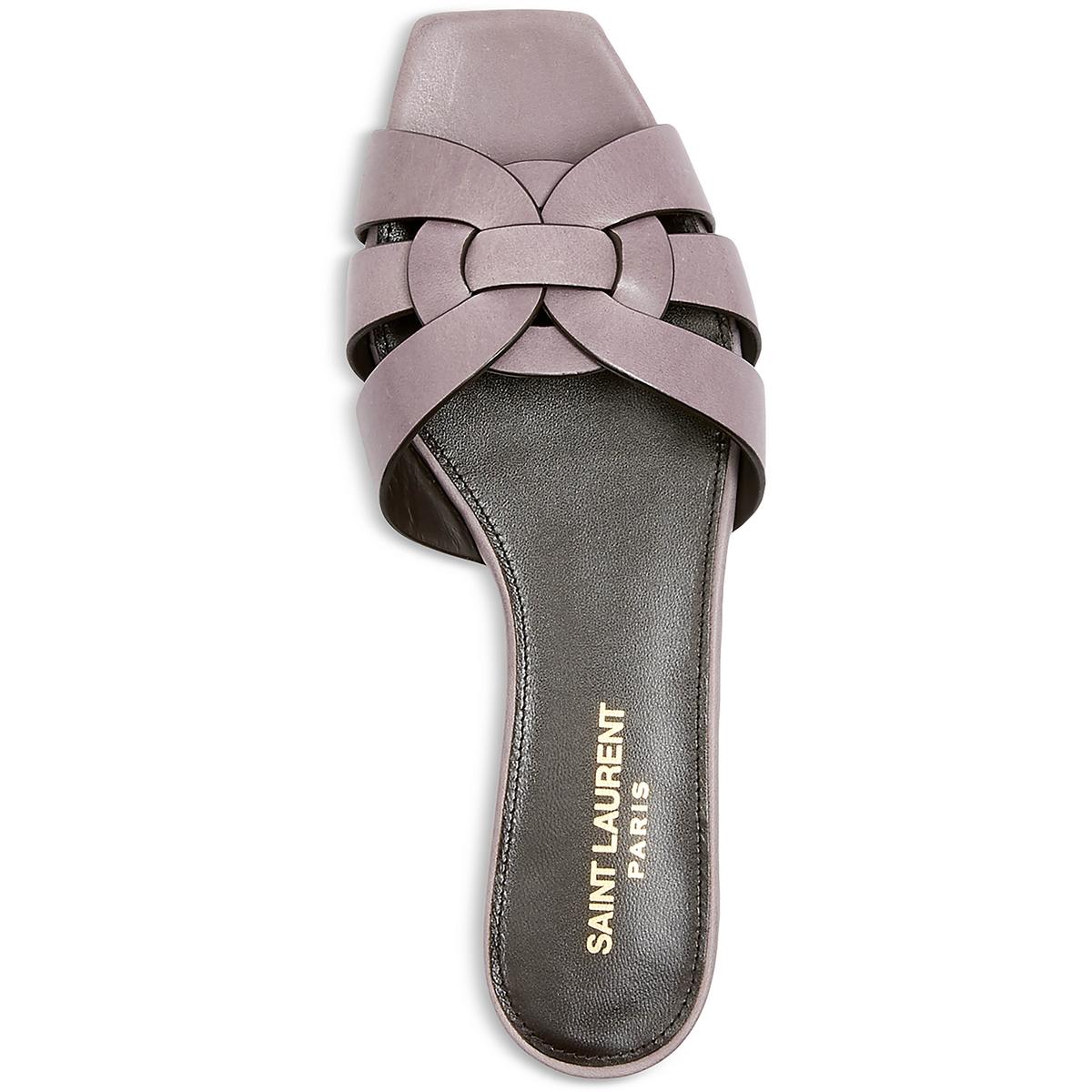 Womens Leather Slip On Slide Sandals