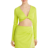 Womens Twist Front Long Sleeve Cropped