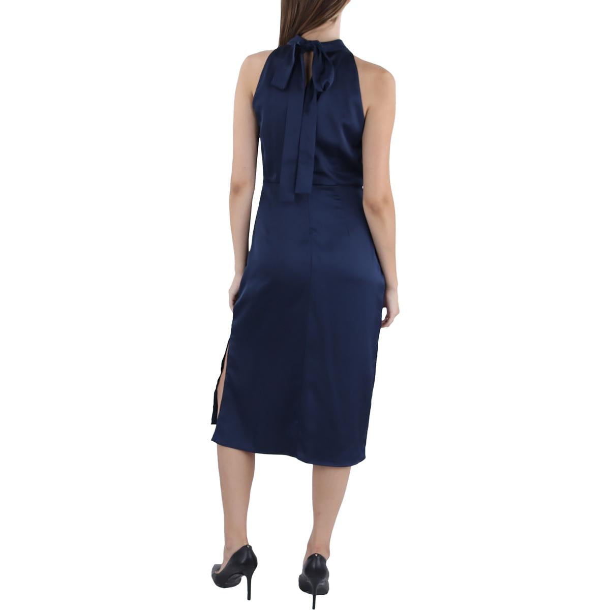 Womens High Neck Calf Midi Dress